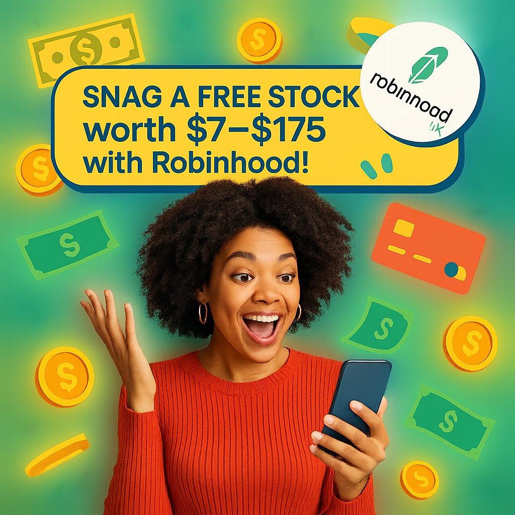 allthefreemoney's tweet image. Snag a FREE STOCK worth $7-$175 with Robinhood!  Trade commission-free, deposit just $1 or more, and kick off your investing journey with a bang! 
Join now: join.robinhood.com/alexd-46e487e4
#Investing #RobinhoodUK #CommissionFreeTrading