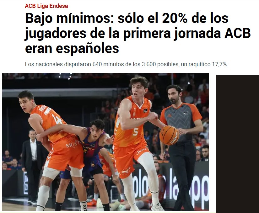 Este dato de <a href="/marca/">MARCA</a> <a href="/MarcaBasket/">MARCA Baloncesto</a> es terrible. Luego nos echamos las manos a la cabeza con los resultados de las Selecciones Masculinas, desde la Senior a las Categorías Inferiores.