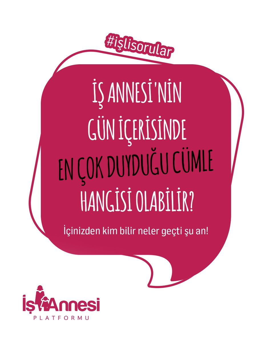Bir #İşAnnesi’nin gün içinde en çok duyduğu cümle hangisi olabilir? 🤔

“Anne, açım!” 🍽️
“Anne, bilgisayarım bozuldu!” 💻
“Anne, çorabım nerede?” 🧦
“Anne, toplantın bitti mi?” 📞
“Anne, bana da bak!” 🙋‍♀️

Haydi iş anneleri, siz en çok hangisini duyuyorsunuz? 💬

#işlisorular