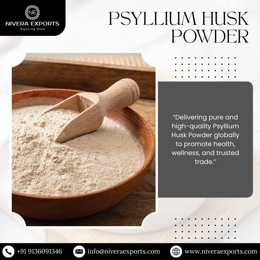 Nivera_Exports's tweet image. Supplying certified, high‑grade Psyllium Husk Powder worldwide to advance health and wellness initiatives while ensuring reliable, compliant trade partnerships.

#PsylliumHuskExport #TrustedTradePartner