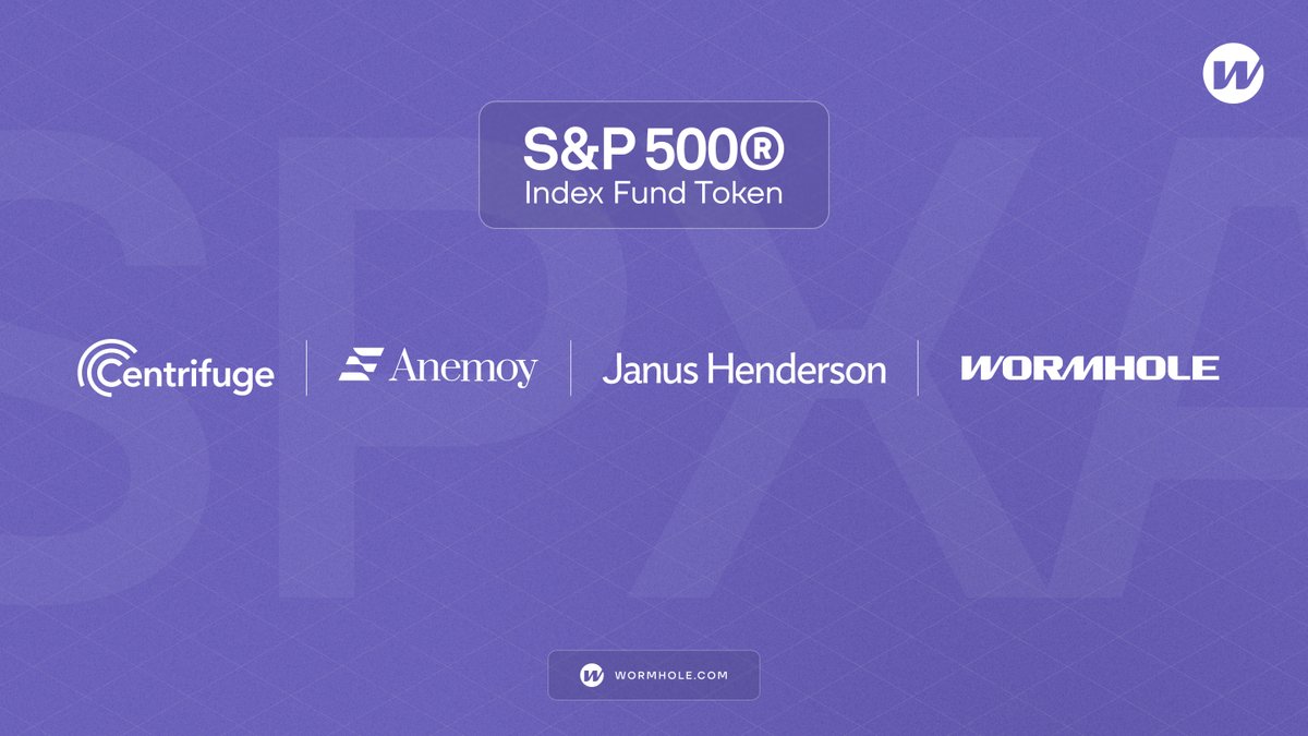 wormhole's tweet image. Wormhole is the exclusive interoperability provider for the S&amp;amp;P 500® Fund Token (SPXA), the first-ever tokenized S&amp;amp;P 500® Index Fund.

Read more about S&amp;amp;P 500® Fund Token launched by @centrifuge and Janus Henderson, and powered by Wormhole: wormhole.com/blog/centrifug…