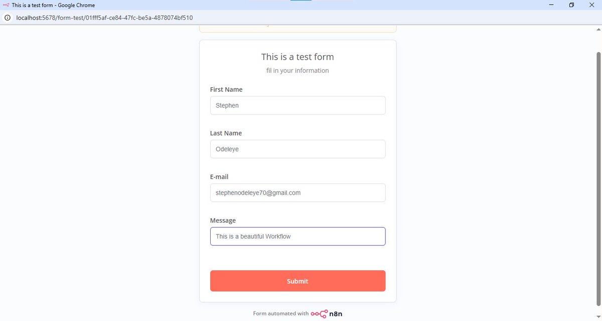 steveodeleye's tweet photo. @omoalhajaabiola @n8n_io @JanOberhauser @skill_afrika_ @skill_afrika_ I'm diving into n8n for AI agents and automation
I've already built a couple workflows: one that grabs form submissions and emails them out, and another that pulls RSS feeds on a schedule and posts updates to Slack. Attaching screenshots below. https://t.co/yi5B57NZNM