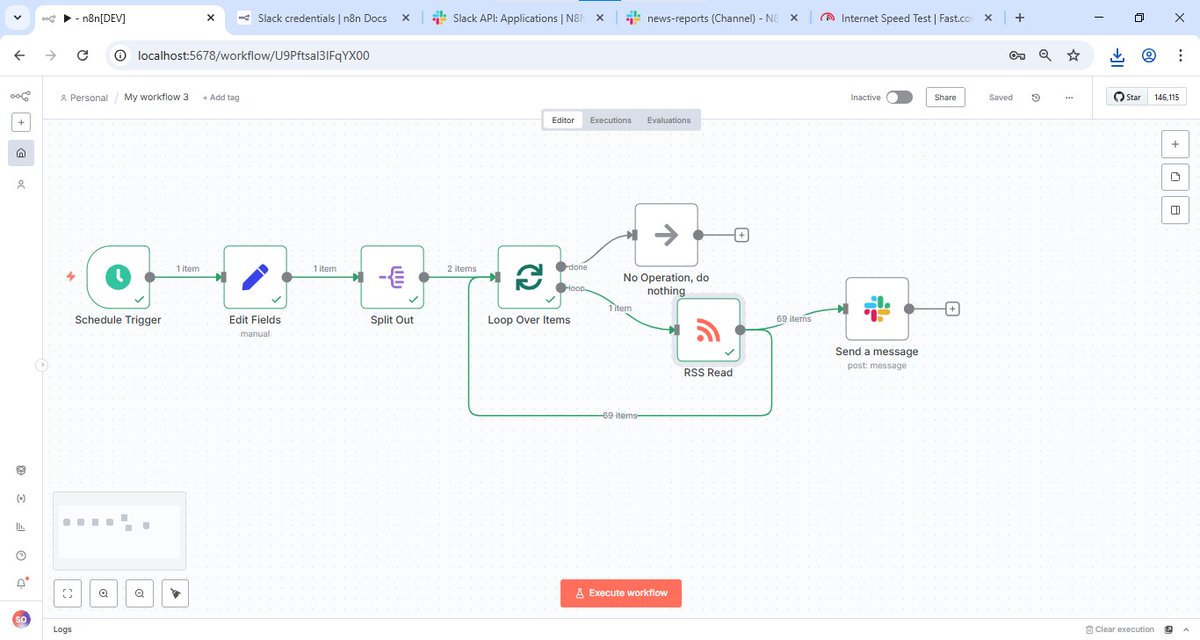 steveodeleye's tweet photo. @omoalhajaabiola @n8n_io @JanOberhauser @skill_afrika_ @skill_afrika_ I'm diving into n8n for AI agents and automation
I've already built a couple workflows: one that grabs form submissions and emails them out, and another that pulls RSS feeds on a schedule and posts updates to Slack. Attaching screenshots below. https://t.co/yi5B57NZNM