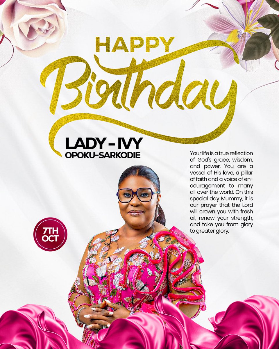thepotterscity's tweet photo. 🎉💐 Happy Birthday Lady Ivy Opoku-Sarkodie! 💐🎉 Your grace, humility & heart of service inspire us all. May this year bring more joy, grace & fulfillment. We love & celebrate you! 🎂✨
#HappyBirthdayLadyIvy #nanaseiopokusarkodie #WomanOfGrace #CelebratingExcellence https://t.co/ZQULA33Jvb