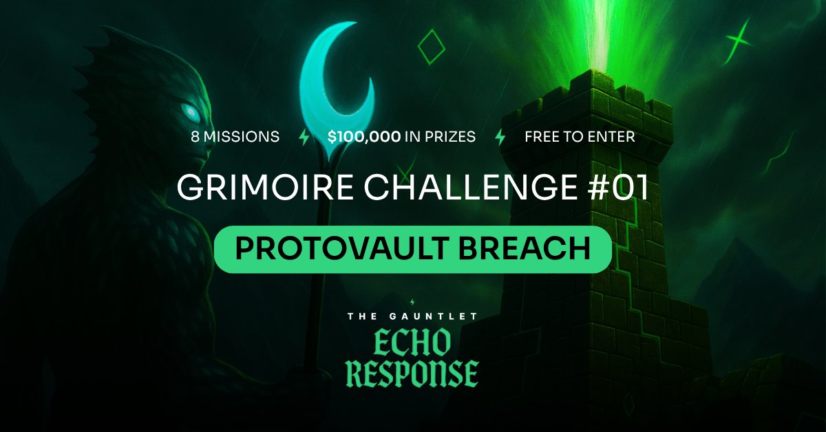 offsectraining's tweet photo. The Gauntlet is now LIVE! 🚨🏃

Take on Echo Response #1: Protovault Breach: https://t.co/Jnar0D3pL5 

High in the storm-lashed peaks, ProtoVault, an ancient knowledge vault guarded by the Everbound Order, has been compromised. A ransom scroll demands the surrender of Archivist Verin, keeper of soulprint-sealed secrets.

Your mission: Trace the breach. Decode the ransom. Protect what must not fall.

But be quick! The faster you start, the better your shot at leaderboard glory and your share of $100,000 in prizes. 🏆