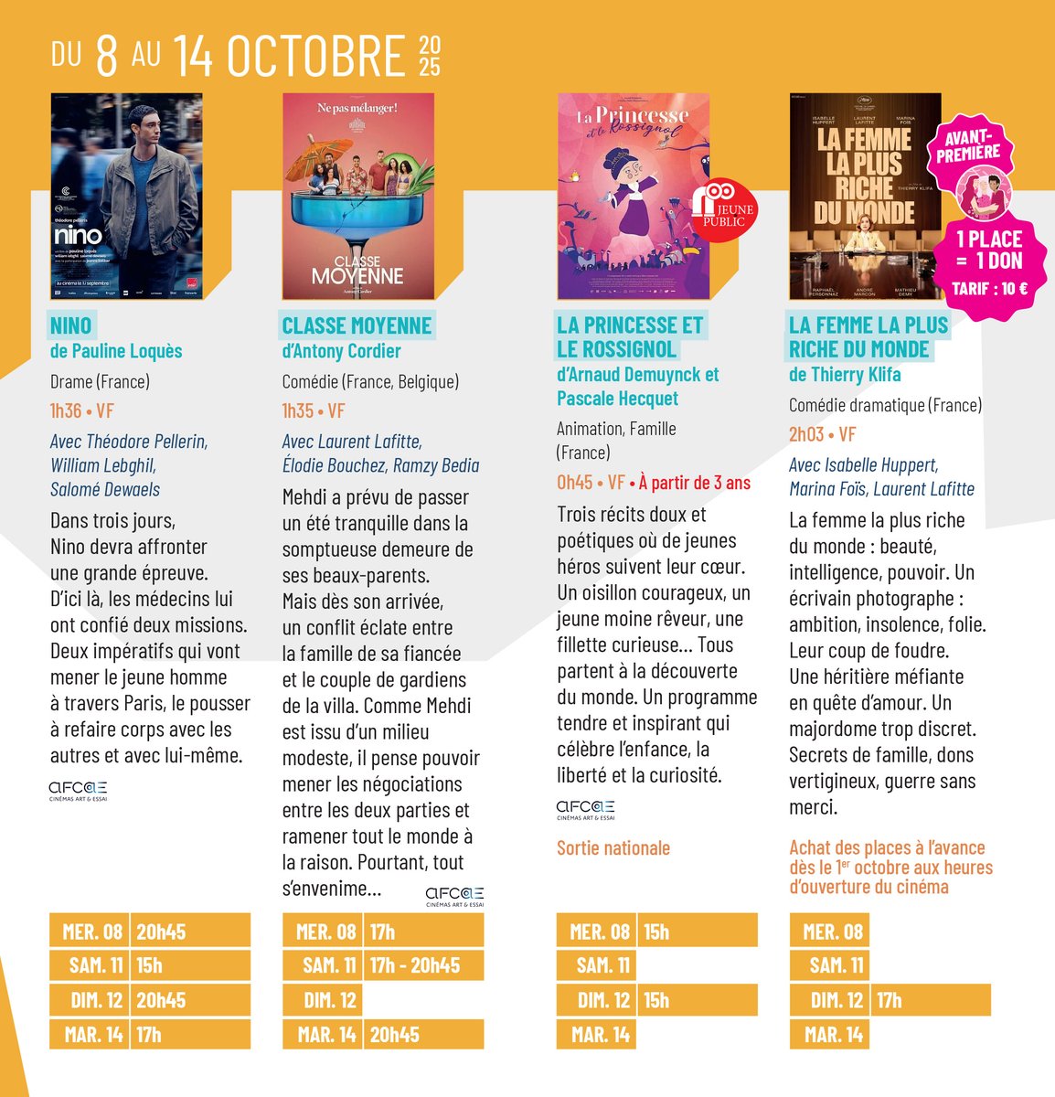 📽 Au programme du Ciné Montrouge à l'Espace Colucci avec en avant-première ce dimanche "La Femme la plus Riche du Monde" !
📍 88 rue Racine
🎟 7,30€ Plein tarif 5,70€ Tarif réduit 4,10€ moins de 14 ans
📞 01 46 55 77 77