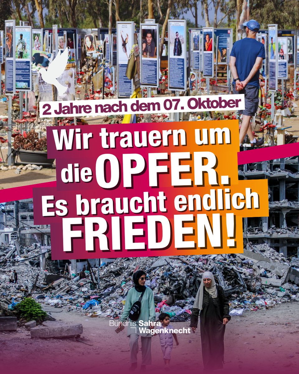 Zwei Jahre nach dem grausamen, menschenverachtenden Massaker der islamistischen Terrororganisation Hamas trauern wir um die rund 1.200 ermordeten Frauen, Männer und Kinder. Den Geiseln, die sich noch immer in der Gewalt der Hamas befinden, und ihren Angehörigen gilt unser
