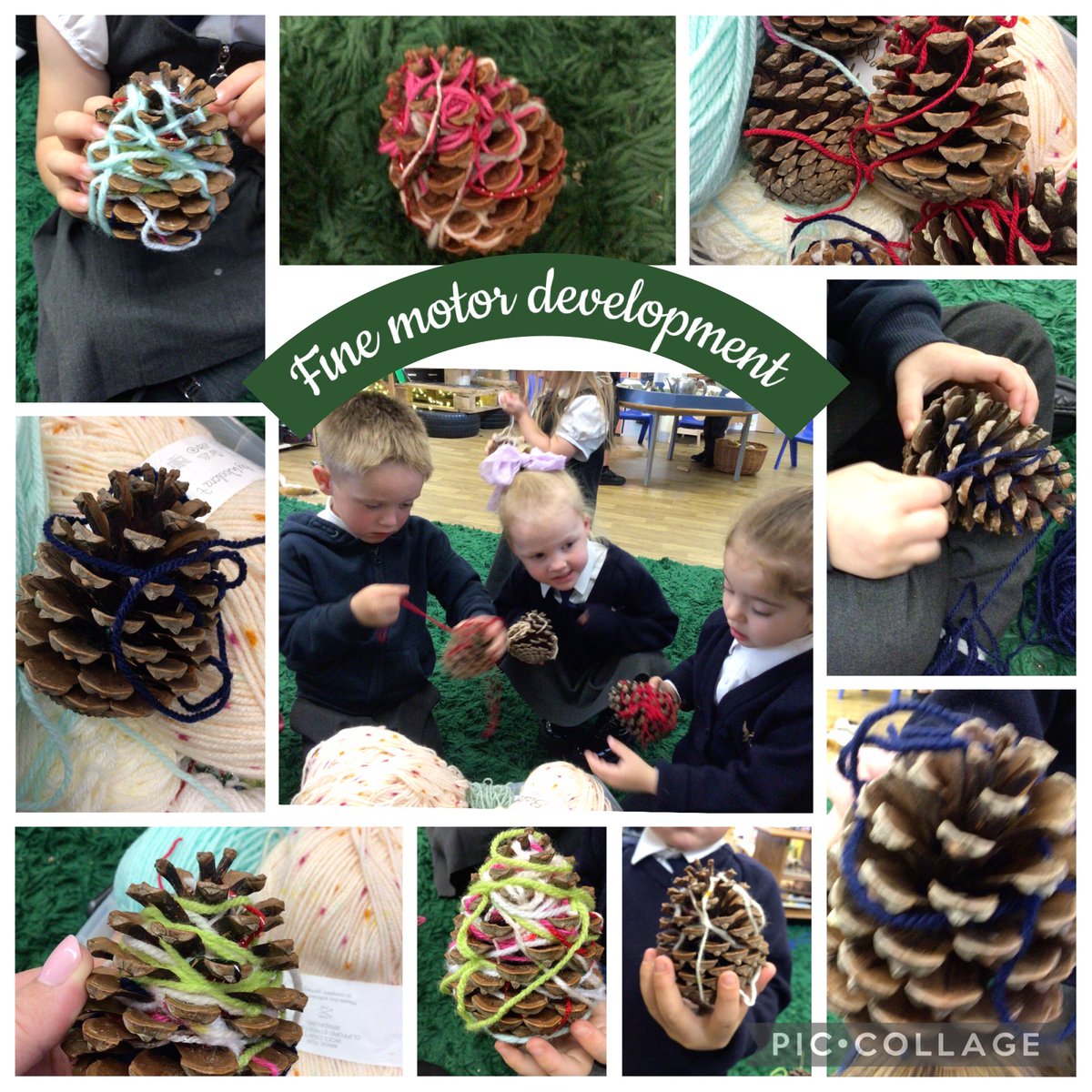 stjohnsworksop's tweet image. What a popular activity this has been today! 🧶Weaving around pine cones and then unwrapping them has made our fingers work hard! 🤗 #finemotordevelopment