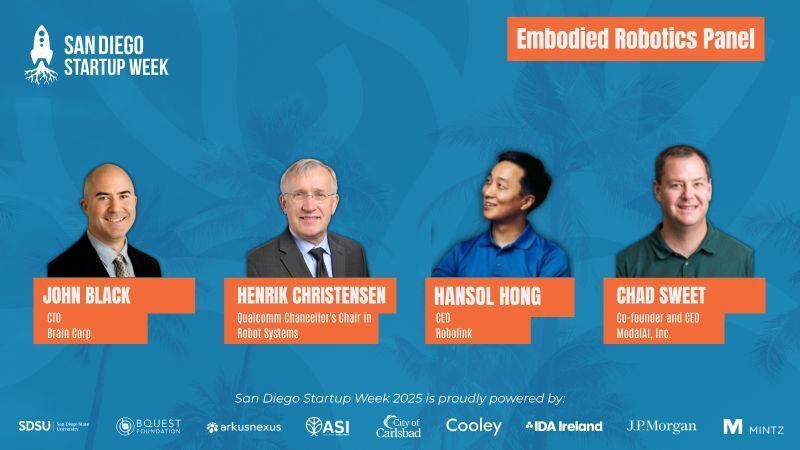 Robolinkinc's tweet image. Calling all #SanDiegoLocals (and neighbors!): Discover how physical and embodied robotics drives breakthroughs in tech and beyond showcasing some of San Diego’s startup unicorns, including @robolinkinc at the #SanDiegoStartupWeek!
Sign up here: lnkd.in/eRJsD-Hd