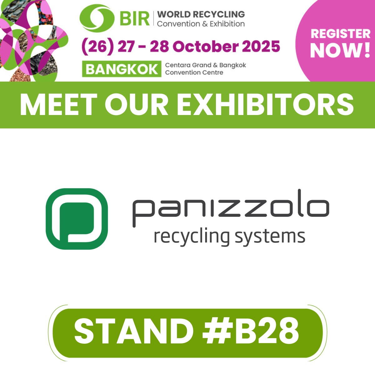 BIRworld's tweet image. ⚡ #ExhibitorSpotlight | Panizzolo Recycling Systems⚡

A trusted name in innovative #recyclingsolutions, Panizzolo brings decades of expertise and technology designed to boost #circularity.

💡 Meet the team at #BIRBangkok2025!

📌 Register today 👉  bir.org/en/bir-bangkok…