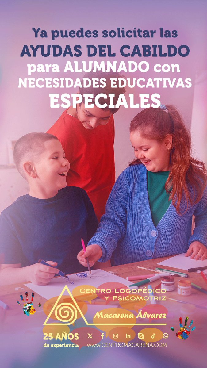 logopediaMA's tweet image. 🎓 ¡Abiertas las #BecasCabildo 2025/26 para alumnado con #NEE o #discapacidad!
📅 Del 15/09 al 28/11
🏫 Se gestionan a través del centro educativo.
💬 ¡Aprovecha esta ayuda para terapias, material y más!
👉 sede.tenerife.es/es/tramites/31…
#Tenerife #BecasEducativas