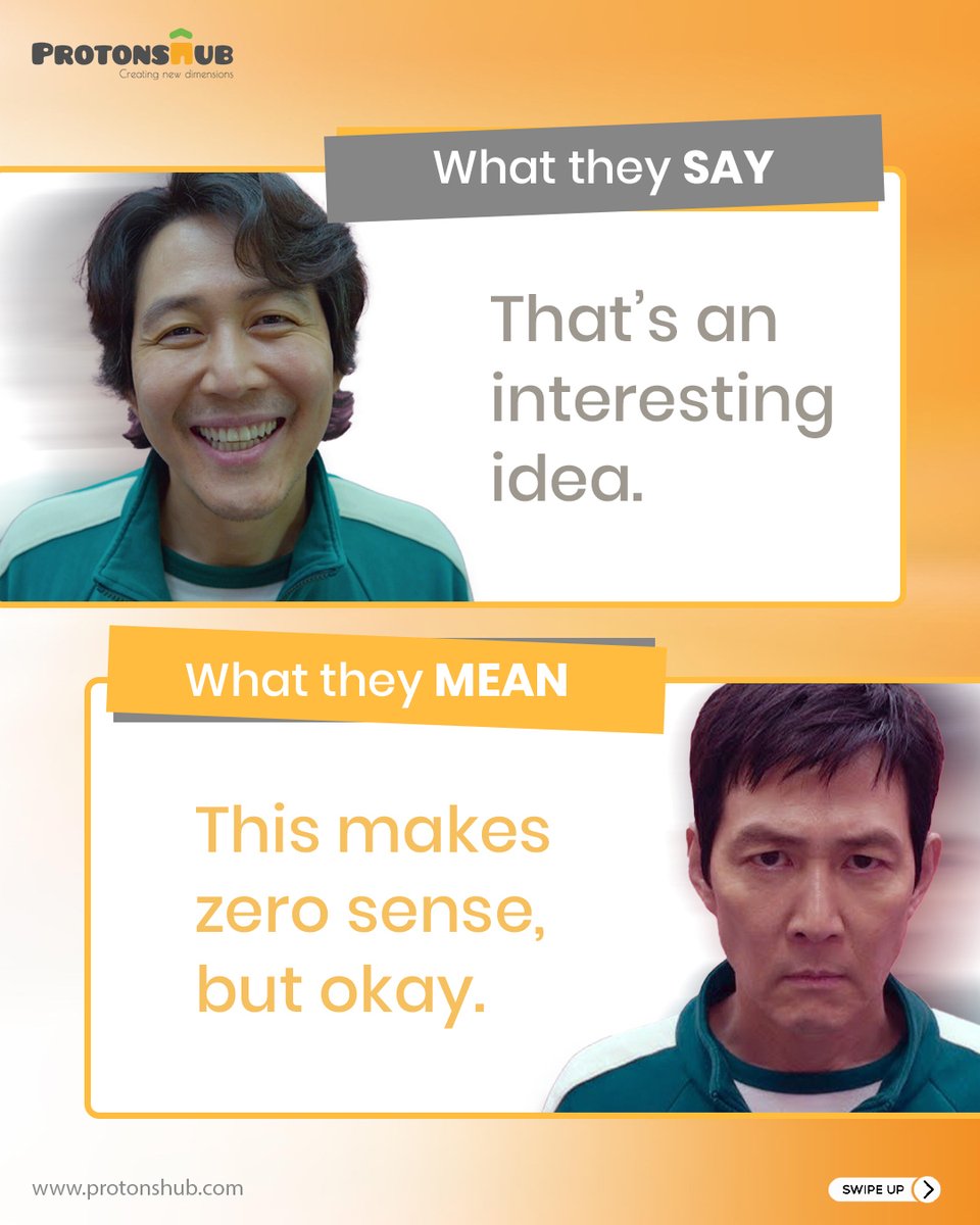 protonshub's tweet image. Here’s the unfiltered translation of common workplace phrases.
#CorporateLife #WorkplaceHumor #OfficeTalk #RelatableWork #WorkHumor #CorporateCulture #OfficeLife #POV #WorkplaceReality #OfficeLingo #Protonshub