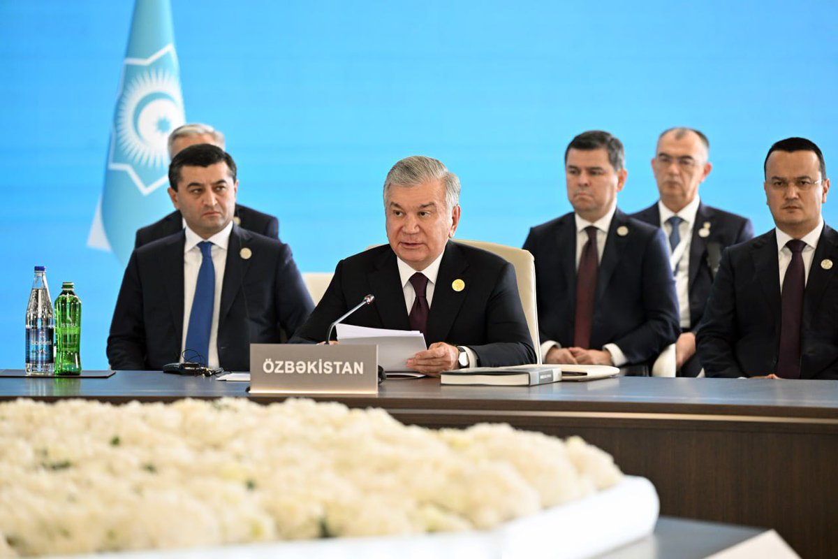 President Shavkat #Mirziyoyev took part in the <a href="/Turkic_States/">Organization of Turkic States</a> summit held in #Gabala.

He put forward initiatives aimed at strengthening international partnership, resolving regional conflicts, and continuing multifaceted cooperation within the framework of OTS.