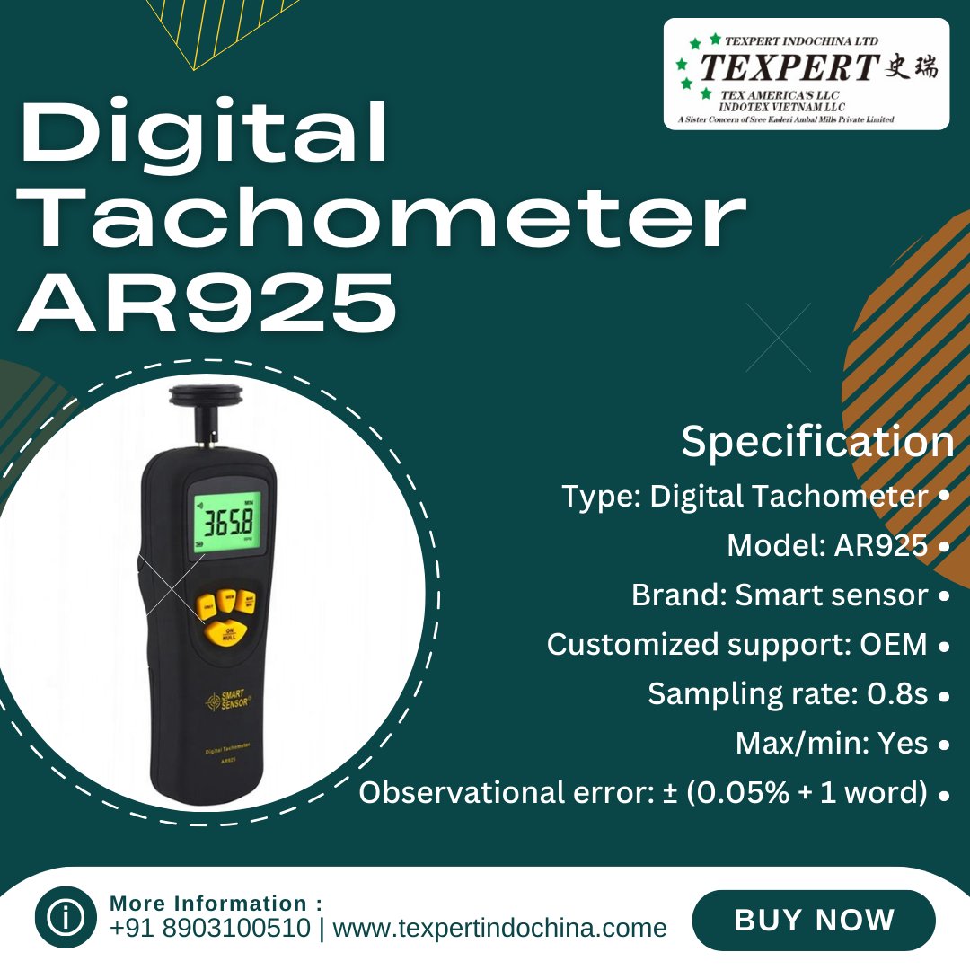 Texpert_Officia's tweet image. Digital Tachometer AR925 gives quick and accurate RPM readings for rotating equipment helping users check machine performance easily and prevent costly breakdowns. visit: texpertindochina.com/view.php?id=789
#DigitalTachometer #RPMMeter #SmartSensor #SpeedMeasurement #IndustrialTool #Texpert
