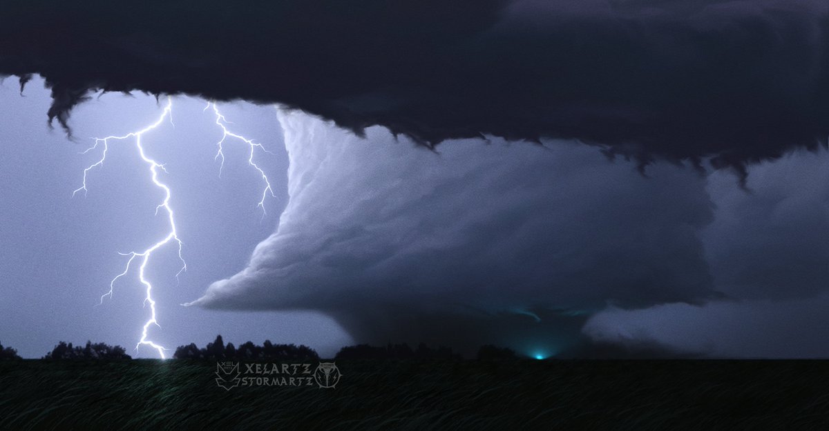 I drew the Enderlin, ND EF-5 tornado, the "Drought-Breaker"

Wanted to capture the sculpted updraft and the wedge, and tossed in a lightning strike and powerflash for dynamics.
One of my new favs!