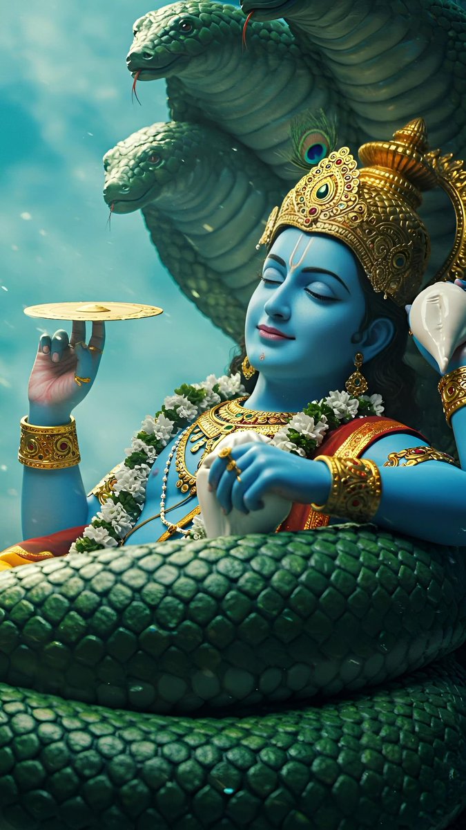 PawanDurani's tweet image. शान्ताकारं भुजगशयनं पद्मनाभं सुरेशम् ।
विश्वाधारं गगनसदृशं मेघवर्णं शुभाङ्गम् ॥
वन्दे विष्णुं जगदाधारं सर्वलोकैकनाथम् ॥

I bow to Lord Vishnu — serene, lotus-naveled, sustainer of all worlds. 🌺🙏
#Vishnu #SanatanDharma