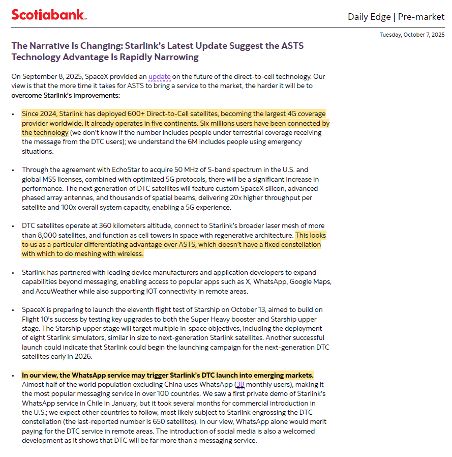 Pivotal_Capital's tweet image. $ASTS Scotiabank analyst gets it