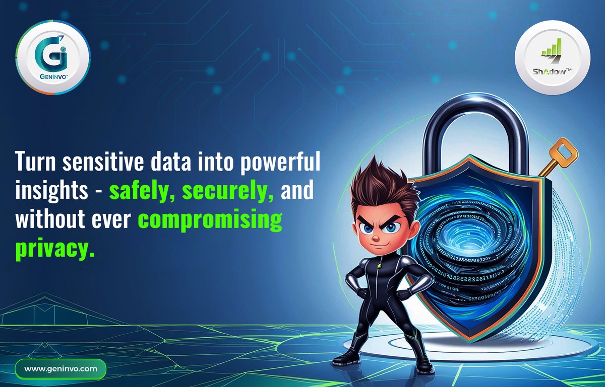 GenInvo's tweet image. Transform Your Data Privacy with Shadow™! 🔒
Learn more: lnkd.in/dmTdA5cB
#DataAnonymization #DataPrivacy #SecureData #Compliance #GDPR #DataSecurity #DeIdentification #HealthTech #LifeSciences #ShadowTool #TechInnovation #PrivacyProtection #GenInvo #DataManagement