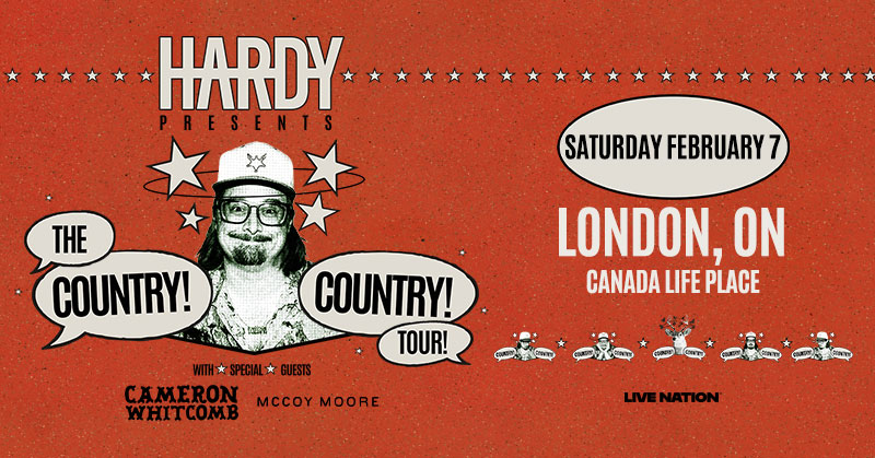 London's Pure Country 93 (@purecountry93) on Twitter photo JUST ANNOUNCED! ๐ฅ๐๐๐งก
The COUNTRY! COUNTRY! Tour is coming to town!! ๐ค <a href="/HardyMusic/">HARDY</a> is set to make his Forest City debut at <a href="/canadalifeplace/">Canada Life Place</a> on February 7 with special guests <a href="/thecamwhitcomb/">Cameron Whitcomb</a> & McCoy Moore! ๐๐งก๐ถ๐ค
Listen to Pure Mornings for your chance to BTBO! ๐ซ๐ JUST ANNOUNCED! ๐ฅ๐๐๐งก
The COUNTRY! COUNTRY! Tour is coming to town!! ๐ค <a href="/HardyMusic/">HARDY</a> is set to make his Forest City debut at <a href="/canadalifeplace/">Canada Life Place</a> on February 7 with special guests <a href="/thecamwhitcomb/">Cameron Whitcomb</a> & McCoy Moore! ๐๐งก๐ถ๐ค
Listen to Pure Mornings for your chance to BTBO! ๐ซ๐