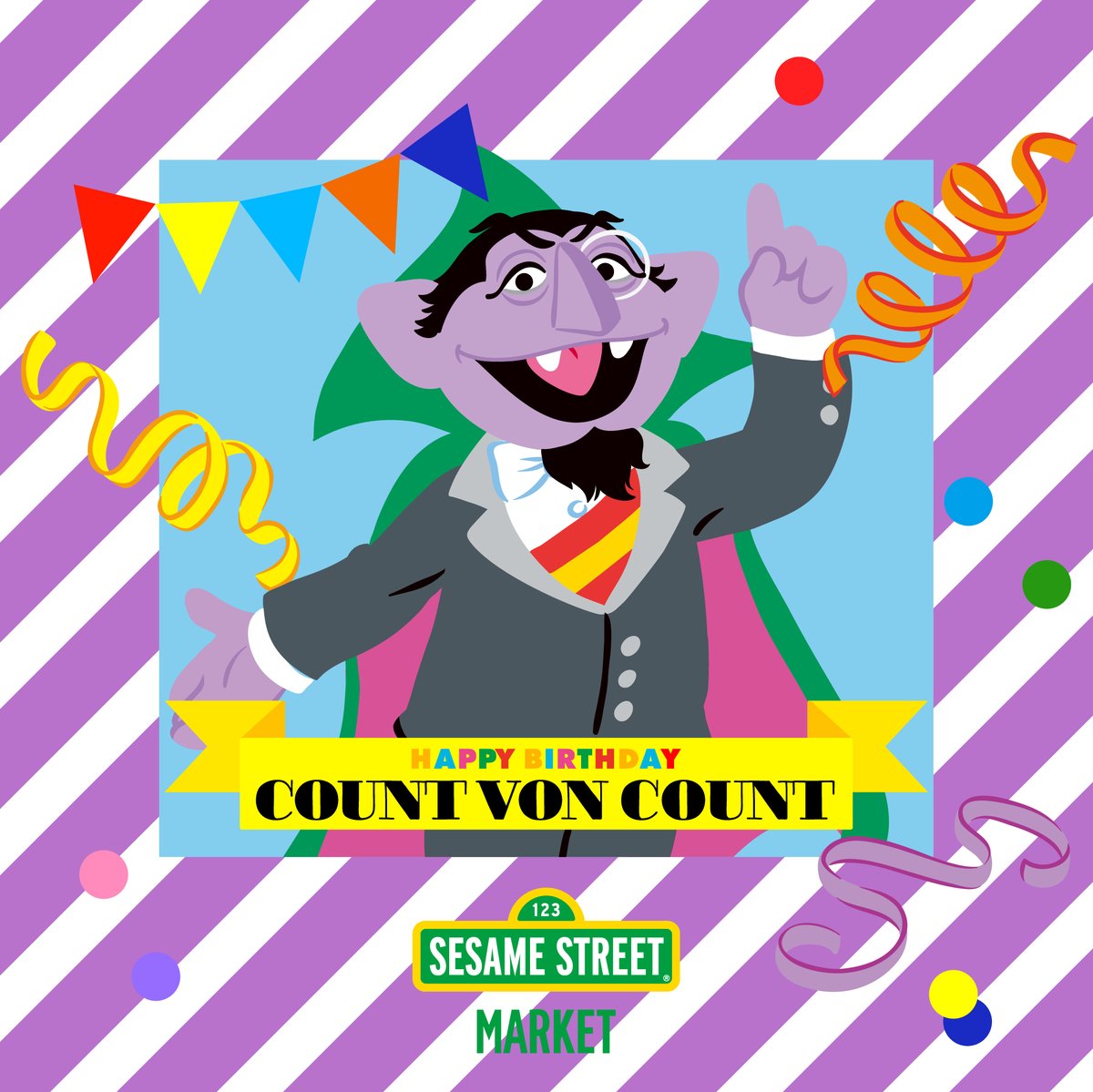 🌈 10/9 Happy Birthday Count Von Count 🧛🏼

数えることが大好きな、ちょっぴりミステリアスでユーモラスなカウント伯爵🦇
陽気に笑いながら、今日もいろんなものを数えて楽しんでいます🔢✔️

これからも、大好きな「数えること」で、毎日をもっと楽しく、もっと面白くしていってね☀️