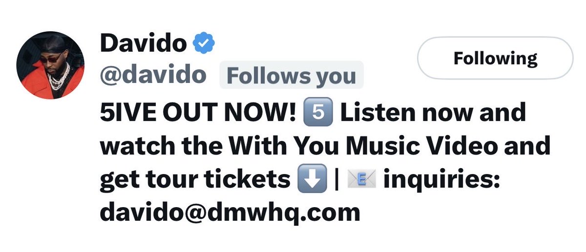 DAVIDO FOLLOWED ME 😭😭❤️