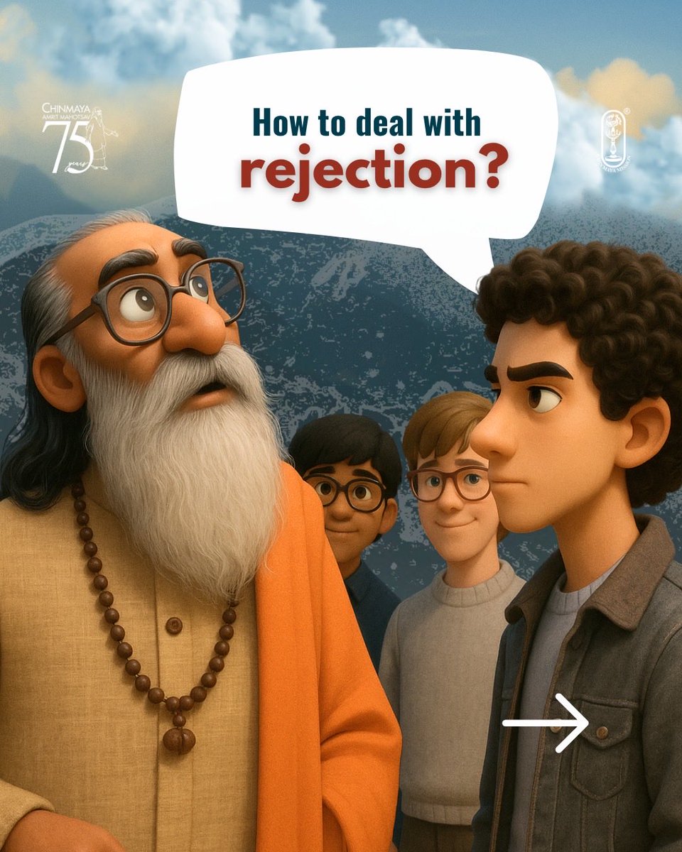 Chinmayananda's tweet photo. How to deal with rejection?

#rejection #rejected #accept #acceptance #surrendertogod #havefaithingod #believeingod #trustingodsplan #trustthejourney #surrender #surrendering #chinmayamission #swamichinmayananda #failure #success #inspiration #insults #criticism #spiritualwisdom https://t.co/doIQcVfb5F