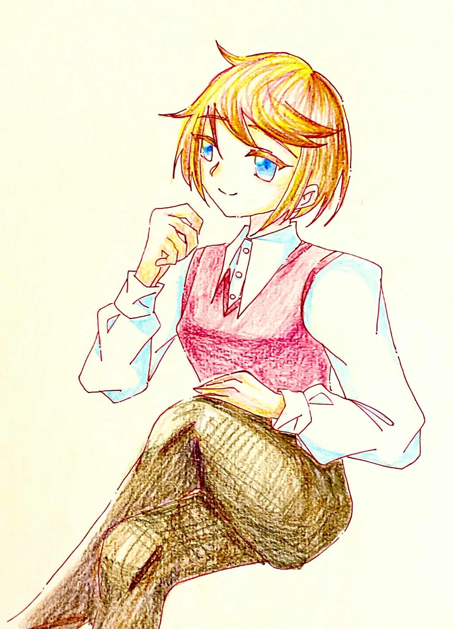 こ*ゃ様 オリジナル手描きアナログイラスト 37 オリジナル手描きイラスト 宝石の妖精 サファイア コピック