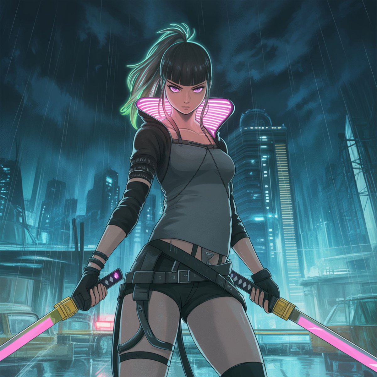 valentin_fia's tweet photo. Born of neon and silence, she moves where the city forgets to breathe..

#cyberpunkart #animeart #characterdesign #cyberpunkaesthetic #animeartist #futuristicart #scifiart #digitalillustration #cyberpunkcharacter #neonart #animegirl #conceptartist #ocart #digitalartwork https://t.co/VolfR7mYVY