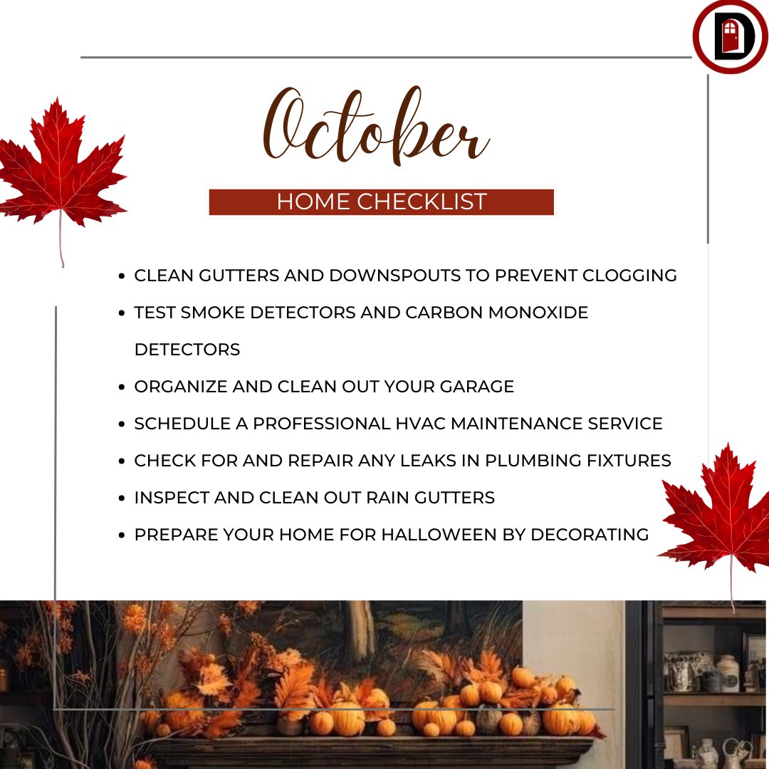 yourkeyRhonda's tweet image. 🛠️ Don’t Fall Behind This October! Here’s your essential home maintenance checklist to keep things running smooth all season long. 🍁🏠 

#HomeChecklist #OctoberPrep