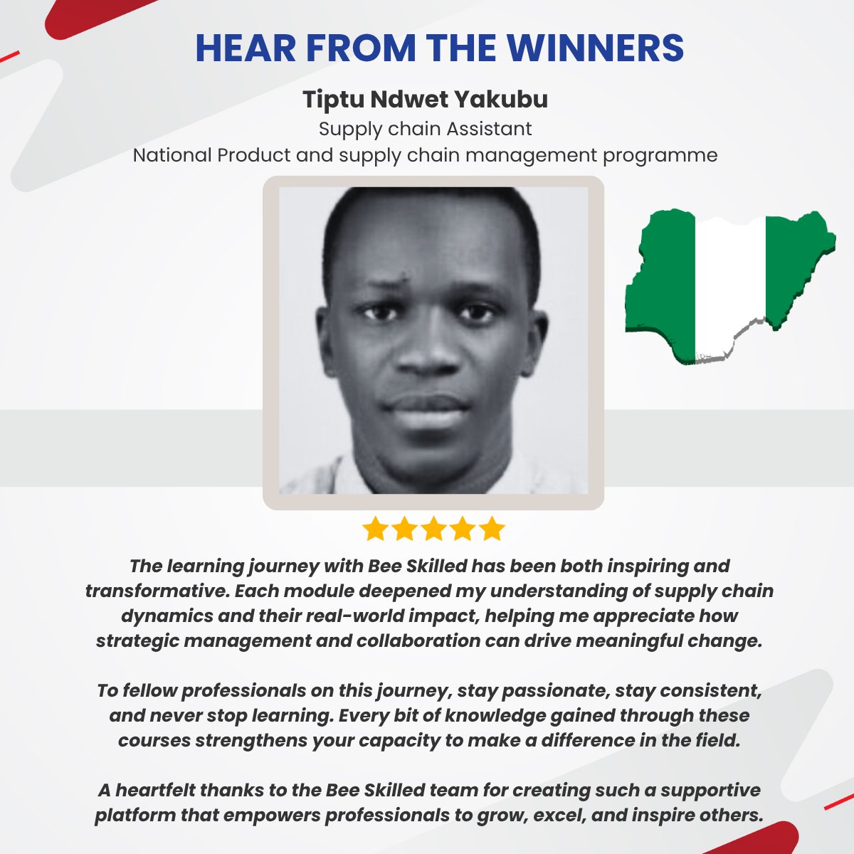 Today, we are proud to announce the top three CLC 1 champions who earned the FREE CLC 1 &amp; 2: Supply Chain for Health Course Bundle with CPD certificates for their exceptional commitment and consistency. 

Start the CLC 1 course for FREE today: hive.beeskilled.com/sc4h-clc-cours…