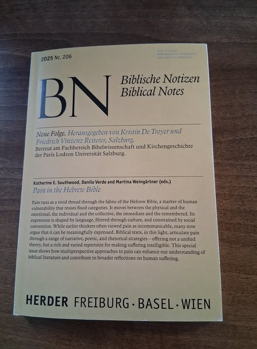 ...  here is the new volume on Pain in the Hebrew Bible that I co-edited with Danilo Verde and Martina Weingärtner in hard copy!