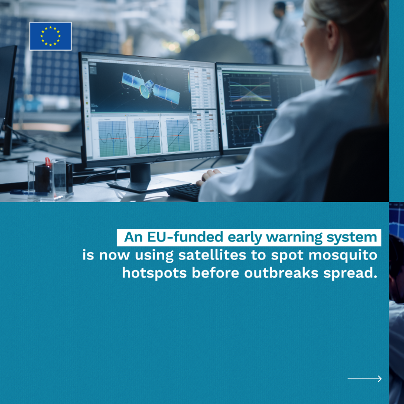 HorizonMagEU's tweet photo. 🛰️ Satellites aren’t just for exploring the stars, they’re helping protect our health and climate too. 
Discover how #EUfunded scientists are using Earth observation data to fight floods, track disease and build resilience on the ground. 🔗 ➡️ https://t.co/TIrnEtZnt2
#Science4EU