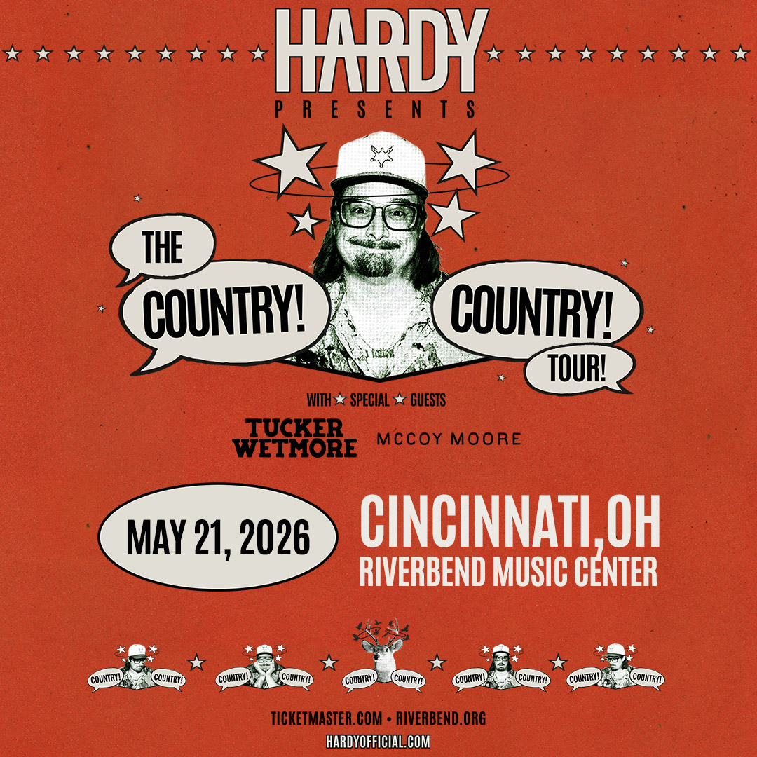 🚨JUST ANNOUNCED🚨 HARDY: THE COUNTRY! COUNTRY! TOUR with special guests Tucker Wetmore and McCoy Moore at Riverbend Music Center on May 21. 

Use the code ONEBEER this Thursday at 10am to access presale tickets.  

Info: bit.ly/hardy-26 

Tickets on sale 10/10 at 10am.
