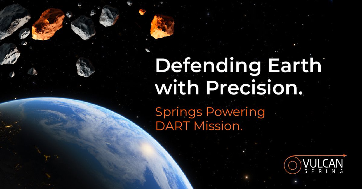 VulcanSpring's tweet image. During NASA’s DART mission, Vulcan&apos;s Hinge Springs helped enabled the continuous power flow needed for communications, operations, and data transmission, right up to the moment of impact. 

➡️ hubs.ly/Q03LnvQd0

#AerospaceEngineering #DefenseTechnology #PlanetaryDefense