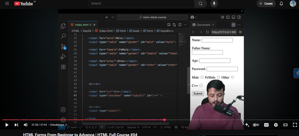 neuralnerd01's tweet image. Day 5/100 of #100DaysOfCode 💡 @rohit_negi9 @adityatandon02 
Learned all about HTML forms today!
🧩 form, input, label
🔘 Radio buttons &amp;amp; checkboxes
📅 Input types: date, email, file, tel
💬 textarea, select, option
⚙️ Built a mini project!
Forms = where users meet functionality