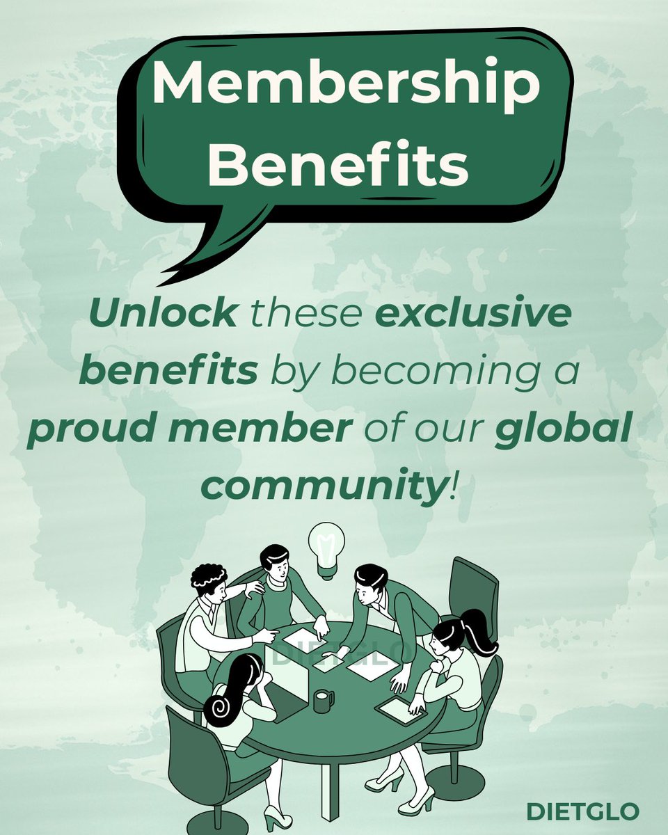 DietGlo's tweet image. &amp;gt; “✨ Membership Benefits Await You!
✔ Exclusive resources
🤝 Networking opportunities
🌱 Professional growth
💡 Events &amp;amp; training
👉 Join today and make your mark! #MembershipBenefits #GrowWithUs #Dietglo