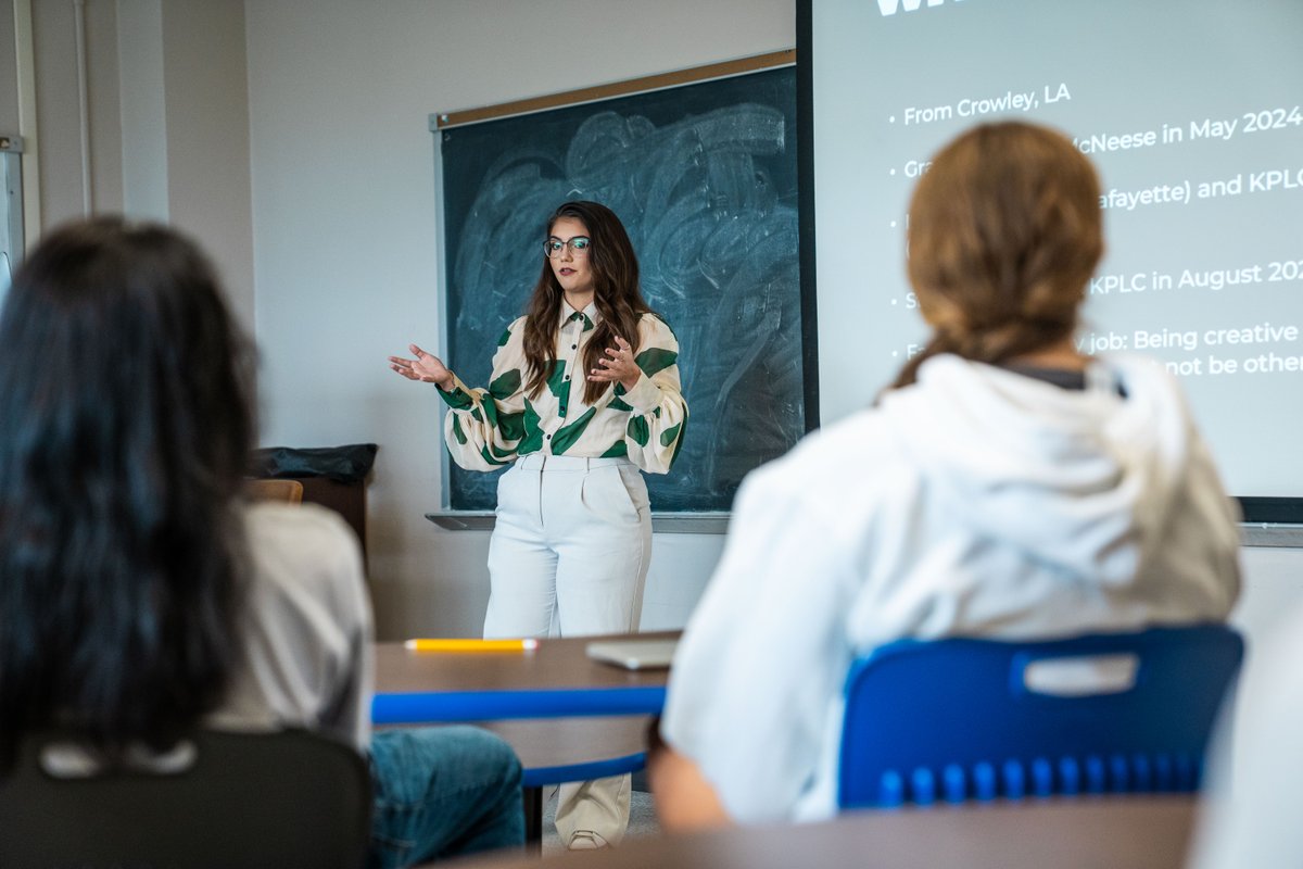 McNeese Alum and KPLC Anchor Morgan Babineaux recently shared her journey in the news world with mass communication freshmen, answering questions and providing insight into the field. The opportunity to #RideForTheBrand can arise anywhere!