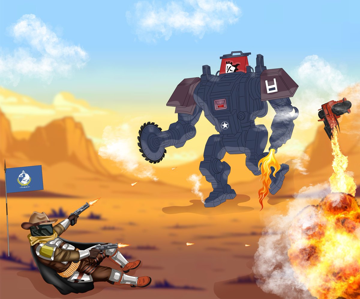 Helldiver-variant of my OC, "Tec", in the Heavy Armor (GS-66 Lawmaker) as he's gonna need it defending the One True Flag from a pair of Hulks...

Democratically deployed by <a href="/IzukuMedoriArts/">Izuku Medoriya arts</a>