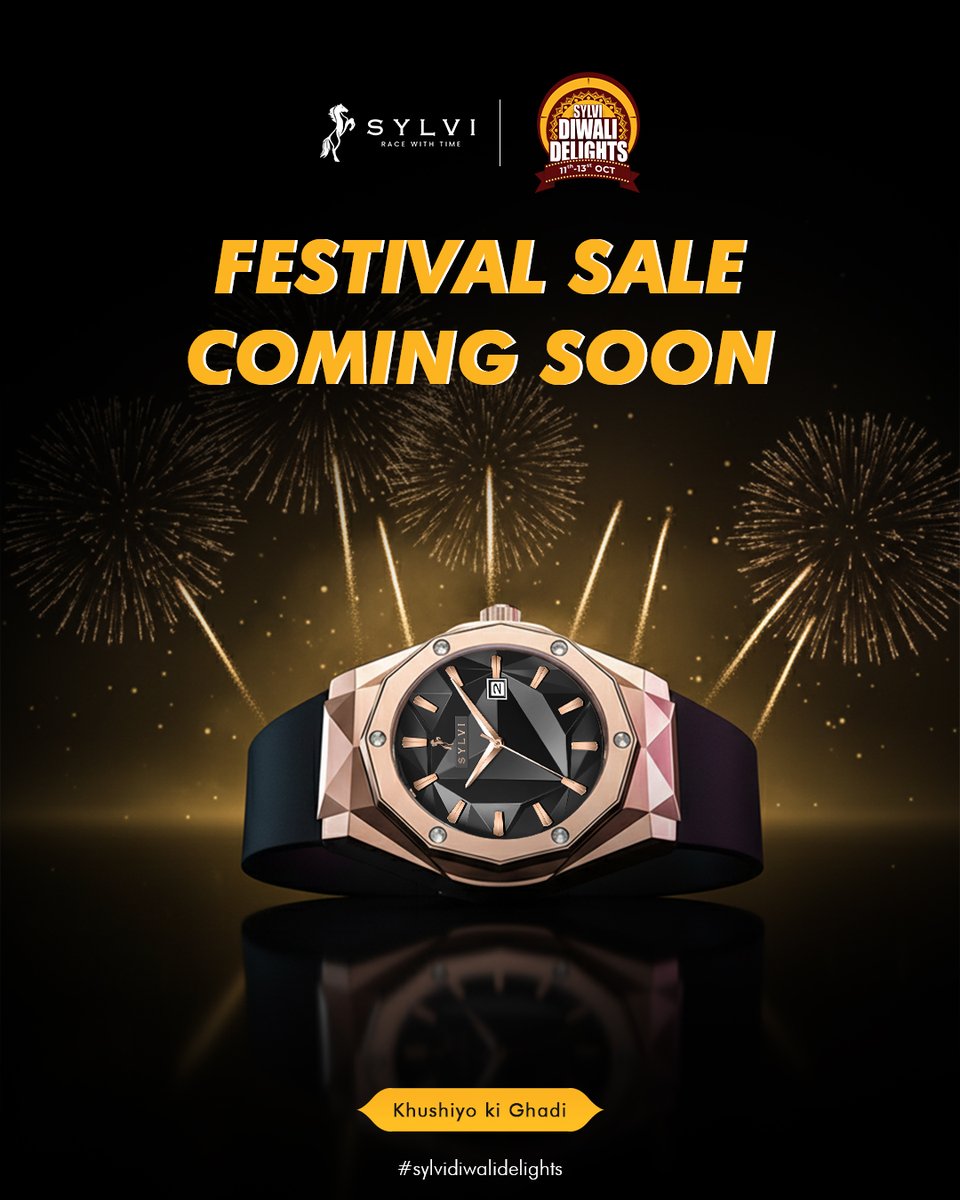 sylvi_in's tweet image. Khushiyon ki Ghadi is here! 💣 Elevate your festive style with Sylvi Diwali Delights Sale (Oct 11-13). Enjoy luxury timepieces at irresistible prices. Set your alarm! #DiwaliVibes #FestiveTime #giftoftime #Sylvi #WatchSale #DiwaliSale
