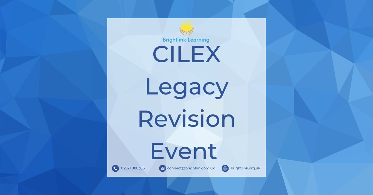 We are running some CILEX legacy revision workshops. Here's what and where you can book. 
Wills and succession and probate practice. 
Family law. 
Practice of family law. 
Contract law. 
Practice of company and partnership law. 
brightlink.org.uk/brightlink-eve… 
#CILEX