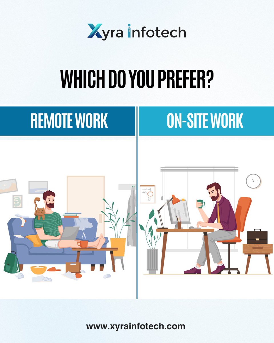 XyraInfotech's tweet image. 💻 Remote or 🏢 On-site - where do you feel most productive?

At Xyra Infotech, we believe great work can happen anywhere!
Tell us your pick in the comments 👇
.
.
.
.
.
#RemoteWork #OnSiteWork #WorkCulture #HybridWork #WorkFromHome #OfficeLife