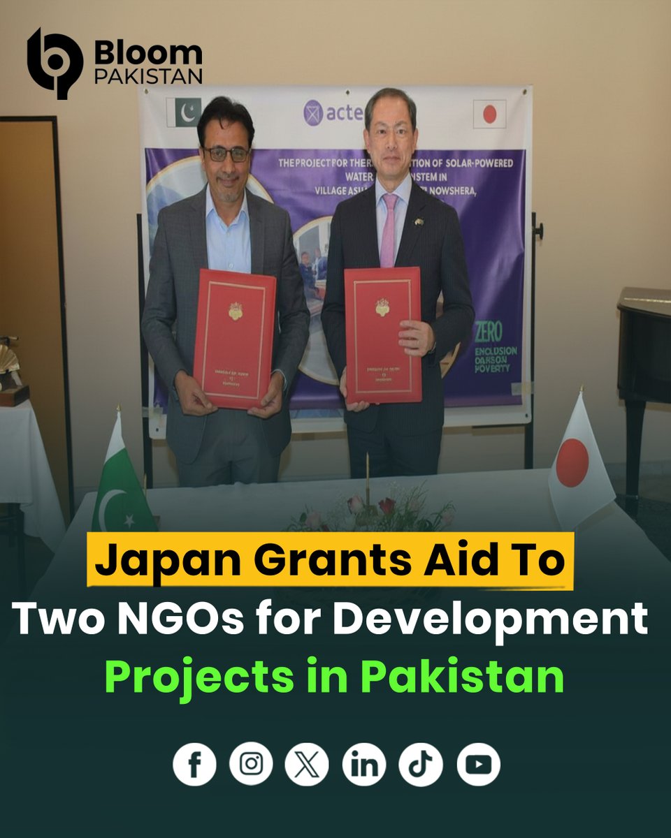 bloom_pakistan's tweet image. 🇯🇵 Japan provides $113,335 in grants to two NGOs for development projects in Rawalpindi and Nowshera under its GGP program.

Read More: bloompakistan.com/japan-grants-a…

#JapanPakistan #DevelopmentAid #GGP #PakistanNews