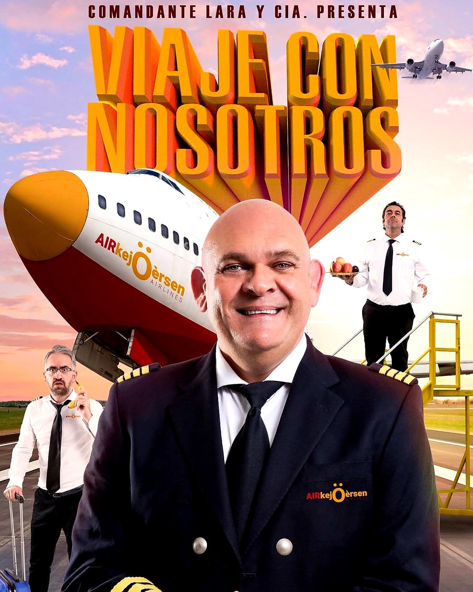 "Viaje con Nosotros"
Prepara’t per enlairar-te amb el Comandante Lara i la seva tripulació en un viatge ple de rialles i bon humor amb AIR kejöèrsen! ✈️
🗓Divendres 10 d'octubre a les 21 h
📍 Sala Gran
🎟️ Entrades 👉 lapassio.net
#ViajeConNosotros #Teatre #Esparreguera