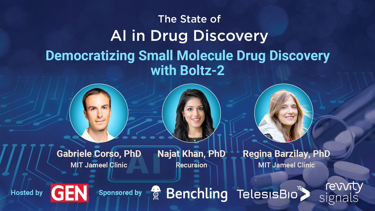 RecursionPharma's tweet image. 📣 Join us at &quot;The State of AI in Drug Discovery&quot; on Oct. 29! 

@GENbio is back with their second State of AI in Drug Discovery free virtual event – featuring an incredible lineup of researchers and industry leaders showcasing the latest advances, applications, and challenges of…