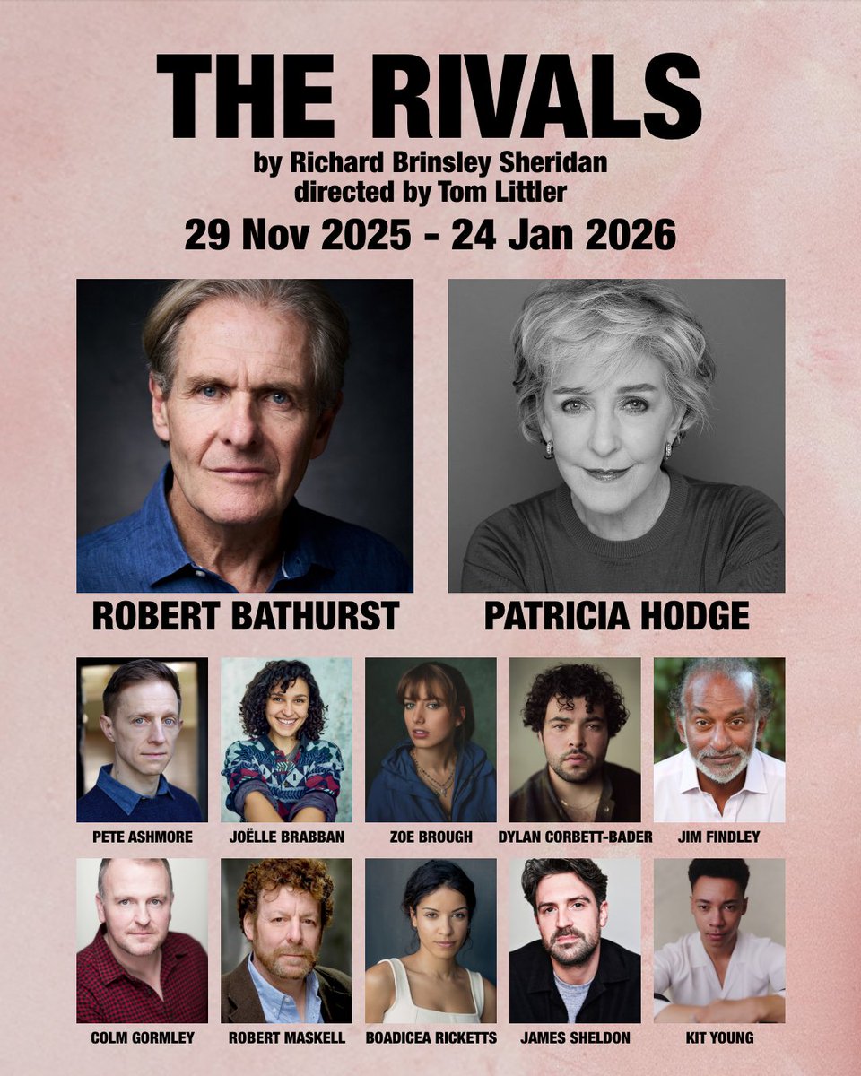 OrangeTreeThtr's tweet photo. 📣 Meet the cast for THE RIVALS!

Robert Bathurst and Patricia Hodge will star in the 250th anniversary production of Sheridan's comedy, directed by Tom Littler, ahead of a tour to @TheatreRBath and @ArtsTheatreCamb.

📆 From 29 Nov
🎟️ Tickets on sale: https://t.co/RR5nPfpYHN https://t.co/vhoQSC0kd6