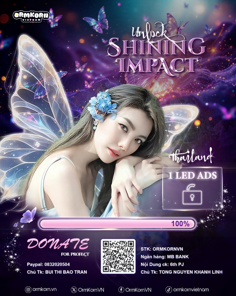 OrmKornVN's tweet photo. [ENGLISH BELOW]

Tadaaaaa~ vậy là 1 hạng mục nhỏ trong dự án lần này của tụi mình đã đạt tiến độ 100% rồi 🤭

Tụi mình thật sự rất biết ơn vì sự đồng hành và yêu thương mà mọi người đã gửi gắm suốt thời gian qua. Mỗi đóng góp, mỗi lời động viên đều là động lực để team tiếp tục hoàn thiện các hạng mục còn lại thật chỉn chu nhất 🥰

🌸 Hạng mục tiếp theo là Hoa tiền tặng Nong Orm tại fancon lần này. Đây là cách tụi mình muốn gửi đến em thật nhiều tình cảm từ fandom Việt Nam 🇻🇳. Hy vọng rằng món quà này sẽ góp phần giúp em cảm nhận được tình yêu to lớn mà mọi người luôn dành cho em 💐

Nếu bạn cũng muốn góp một phần nhỏ cùng OrmKornVN, có thể ủng hộ qua thông tin bên dưới nha 🤍

Cảm ơn mọi người thật nhiều vì đã luôn “shine” cùng tụi mình và Nong Orm để “Shining Impact” thật sự tỏa sáng 💫

🎯 Target: 𝟱𝟬.𝟬𝟬𝟬.𝟬𝟬𝟬 𝗩𝗡𝗗
📅 Thời gian donate: 05/09/2025 – 31/10/2025

💞 Thông tin donate
 • Ngân hàng: MB Bank
 • Số tài khoản: ORMKORNVN
 • Chủ tài khoản: TONG NGUYEN KHANH LINH
 • Nội dung CK: Donate 6th PJ
👉 Sau khi chuyển khoản donate, bạn vui lòng ib cho page để xác nhận

🔗 Hoặc donate qua quỹ Momo (dưới comment)

💳 Paypal: 0832020504 (Bui Thi Bao Tran)

💌 Nếu có bất kỳ thắc mắc hay góp ý nào, xin đừng ngần ngại gửi tin nhắn cho chúng mình. Dù có thể không phản hồi ngay lập tức, nhưng hãy yên tâm rằng mỗi lời chia sẻ của bạn đều sẽ được chúng mình trân trọng và trả lời đầy đủ.
_________

Tadaaaaa~ One of the small goals in our current project has officially reached 100%! 🤭

We’re truly grateful for all the love and support everyone has given us throughout this journey. Every single contribution and encouraging message means the world to us, motivating our team to continue perfecting the remaining parts of the project with all our hearts 🥰

🌸 Our next goal is the Money Flower Gift for Nong Orm at this upcoming fancon! This is our way of sending lots of love from the Vietnamese fandom 🇻🇳. We hope this gift will let her feel just how much love and warmth everyone here has for her 💐

If you’d like to contribute and be a part of this with OrmKornVN, you can support us through the information below 🤍

Thank you so much for always “shining” together with us and Nong Orm, so that “Shining Impact” can truly sparkle 💫

🎯 Target: 50,000,000 VND
📅 Donation period: 05/09/2025 – 31/10/2025

💞 Donation Information
• Bank: MB Bank
• Account number: ORMKORNVN
• Account holder: TONG NGUYEN KHANH LINH
• Transfer note: Donate 6th PJ
👉 After donating, please send us a message to confirm your transfer.

🔗 Or donate via Momo Fund (link in the comments)

💳 Paypal: 0832020504 (Bui Thi Bao Tran)

💌 If you have any questions or suggestions, please don’t hesitate to message us. Although we might not reply immediately, please rest assured that every message will be read, appreciated, and responded to with care.

#Ormkornnaphat
#ออมกรณ์นภัส
#OrmKornVN