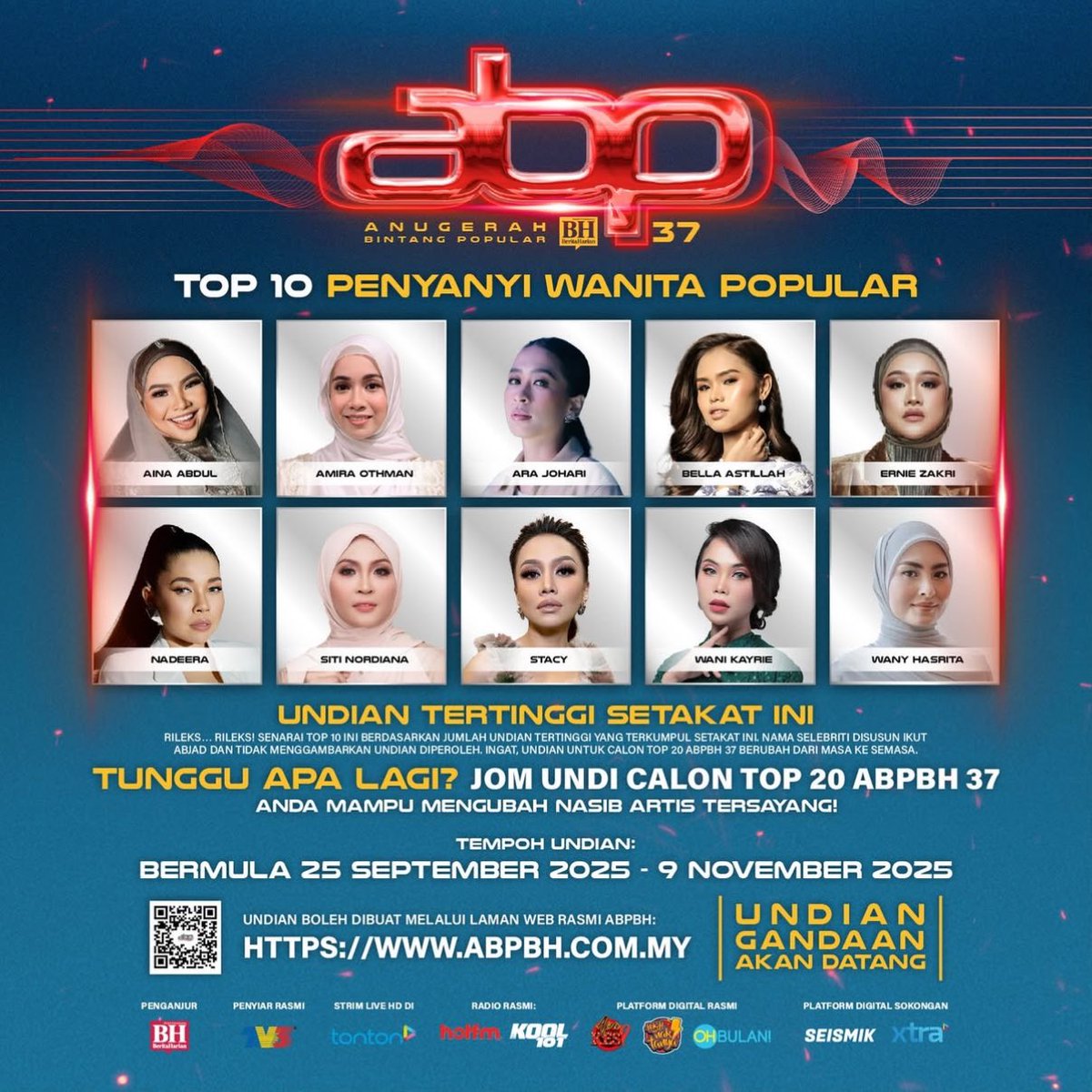 cartapop's tweet photo. Top 10 for Penyanyi Wanita Popular ABPBH37 https://t.co/8za4EXBPzB
