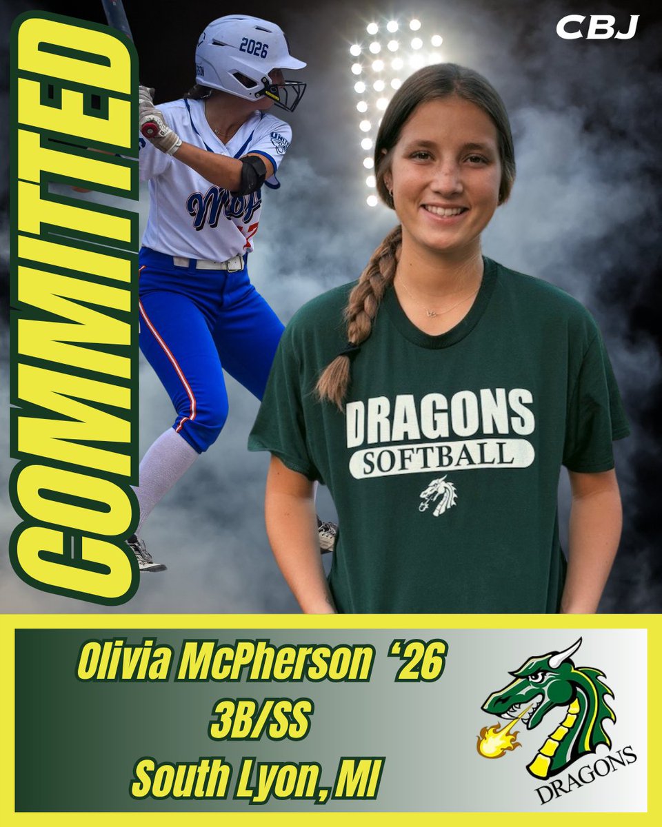 CollegeBDJocks's tweet image. 🐲🐲GO GONS!!! 🐲🐲
Huge congrats to 2026 3B/SS, @OliviaMcPhe2026  (@mi_15u), on her commitment to @TiffinUSoftball. Coach McMenemy is getting a sure-handed glove on the left side of the infield and a bat that will be instrumental in the lineup. Liv quietly goes about her…