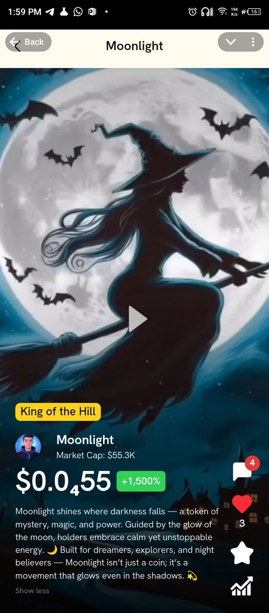 Deljimae's tweet image. When darkness covers the world, Moonlight rises. 🌕
A token forged in mystery, glowing with silent power and guided by magic. ✨
It’s more than light — it’s the spirit of the night itself. Dare to hold the glow? 🔮
#Moonlight #SlideHalloween #SlideFun #SpookySeason