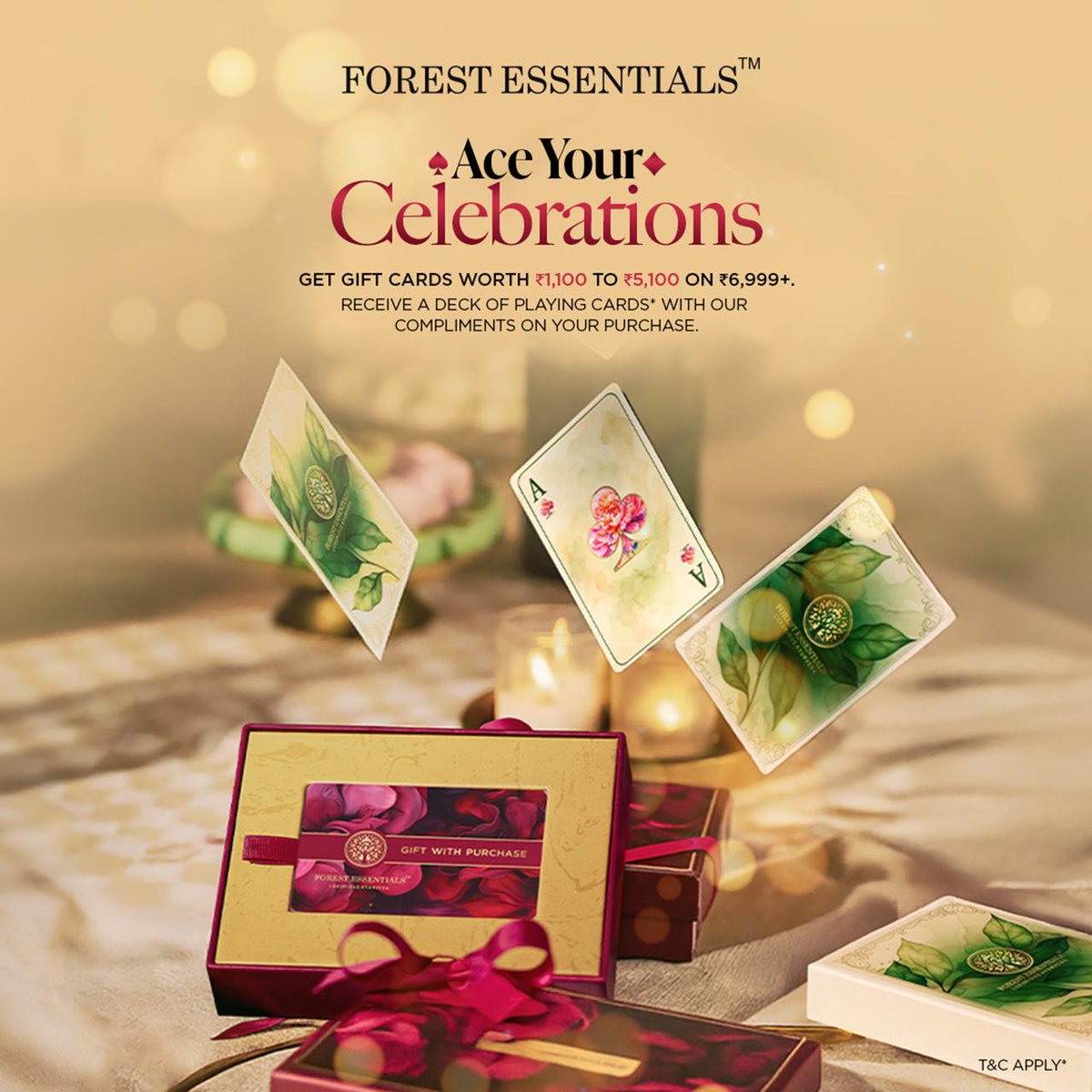 pmcchennai's tweet image. Turn every celebration into a royal affair with Forest Essentials. 🎁
Shop for ₹6,999+ and receive gift cards worth up to ₹5,100 plus a complimentary deck of playing cards! Visit Now. 

#ForestEssentials #LuxuryBeauty #GiftingSeason #AyurvedicLuxury #PhoenixMarketcityChennai
